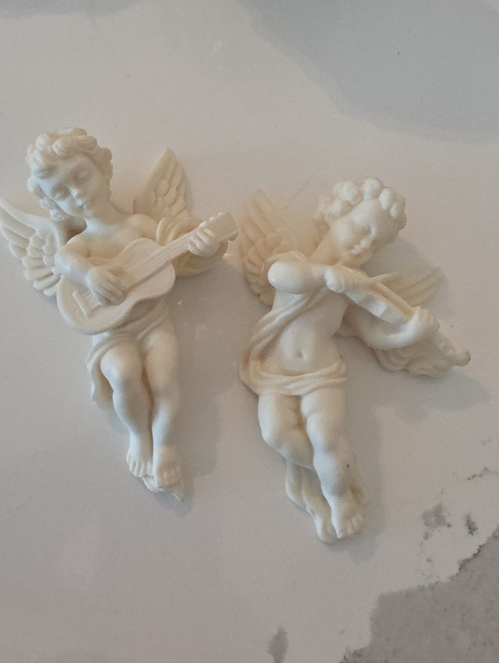 Vintage Italian Alabaster Cherub Angels L’Arcaccio San Gimignano Pair